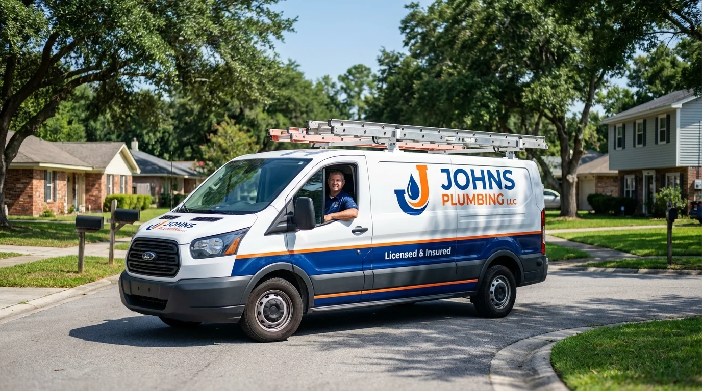 Johns Plumbing LLC service van in Plymouth, IN